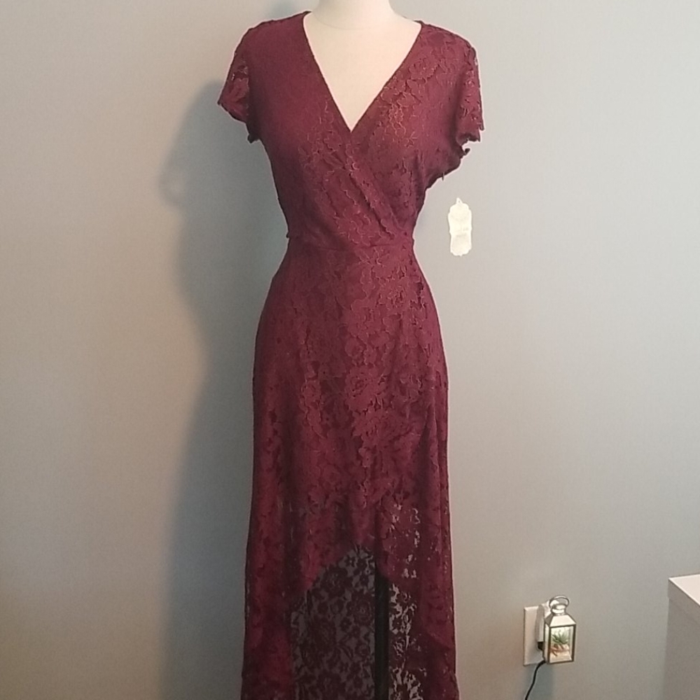 Lace hi-low dress